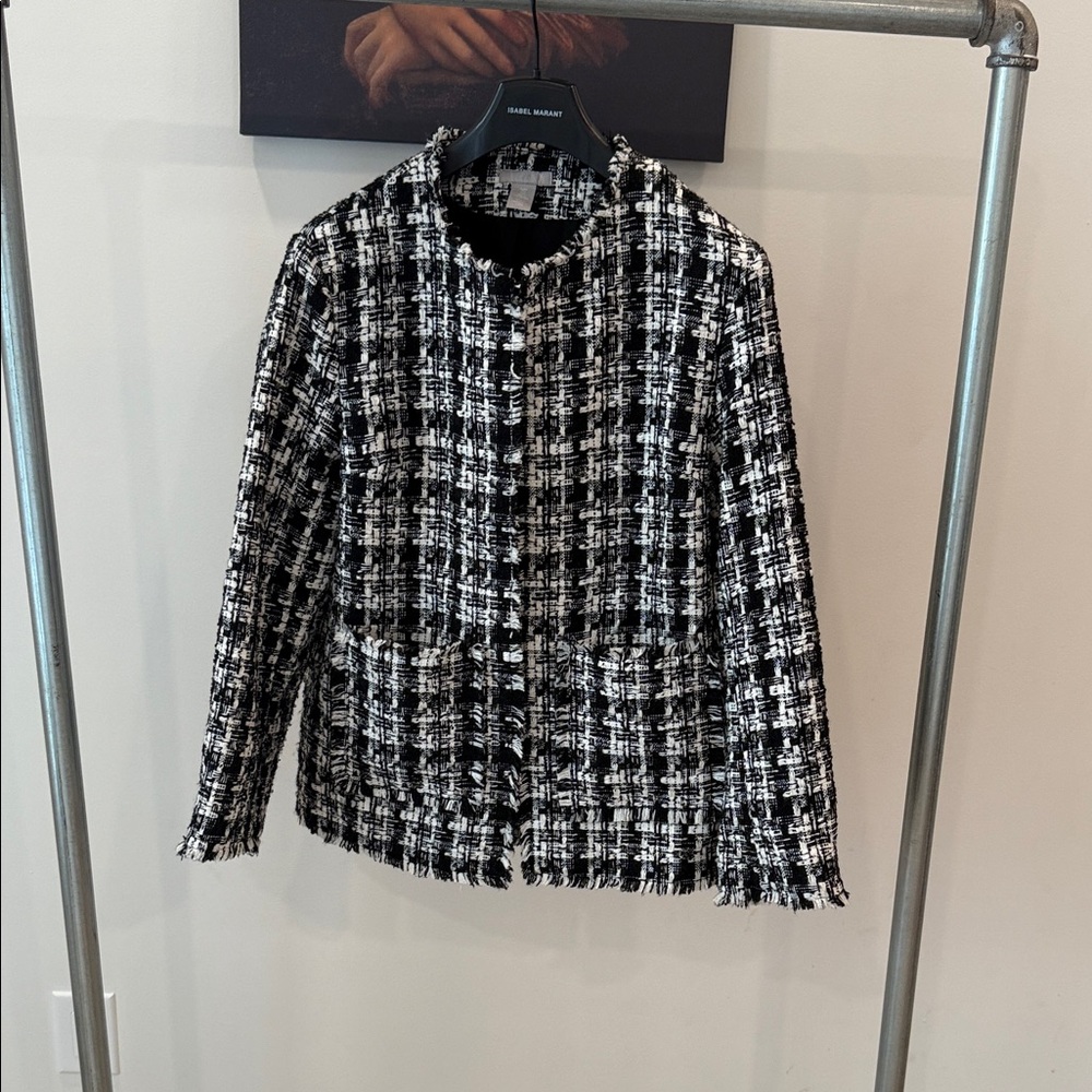 H&M Black and White Tweed Blazer
